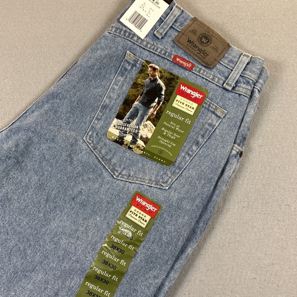 Wrangler Hero Jeans Men's Size 38x30 5 Star Regular Fit Premium‎ Denim Blue